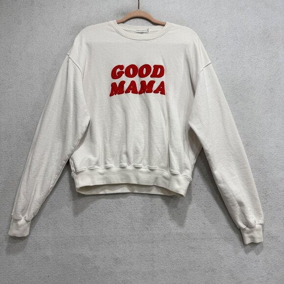 Good American Tops - Good American Sweatshirt Womens 2 White Good Mama Graphic Crewneck Pullover